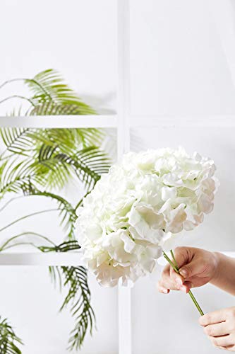 Kislohum Hydrangea Silk Flower White 10 Heads Artificial Hydrangea Silk Flowers Head For Wedding Centerpieces Bouquets Diy Floral Decor Home Decoration With Long Stems - White #TOP1