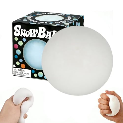 Snowball Stress Ball Squishy, Squeeze Toy for Anxiety Relief, Slow Rising Memory Foam Fidget Toys Ball, Hand Exercise Stress Reliever Realistic Winter Squishies Toys Office Desk Calming Sensory Toy