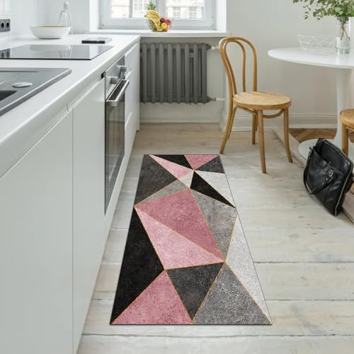 Alfombra antideslizante lavable rosa de 100 x 120 cm para decoración de pasillos 5