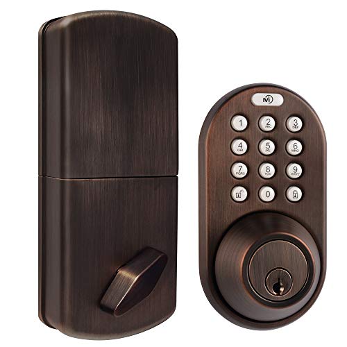 MiLocks DF-02OB Electronic Keyless Entry Touchpad Deadbolt Door Lock, Oil Rubbed Bronze, Oil-rubbed Bronze