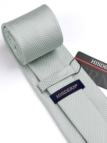 Image of HISDERN Mens Tie Set Classic Woven Ties and Pocket Square Cufflinks Set Formal Business Wedding Neckties Handkerchief
