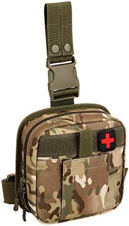 SINAIRSOFT Tactical Drop Leg IFAK Medical Pouch Bag,Individual First Aid Kit Tool Fanny Thigh Pack Adjustable Detachable and Attachable for Workplace Outdoors Camping Hiking & Survival (MC)