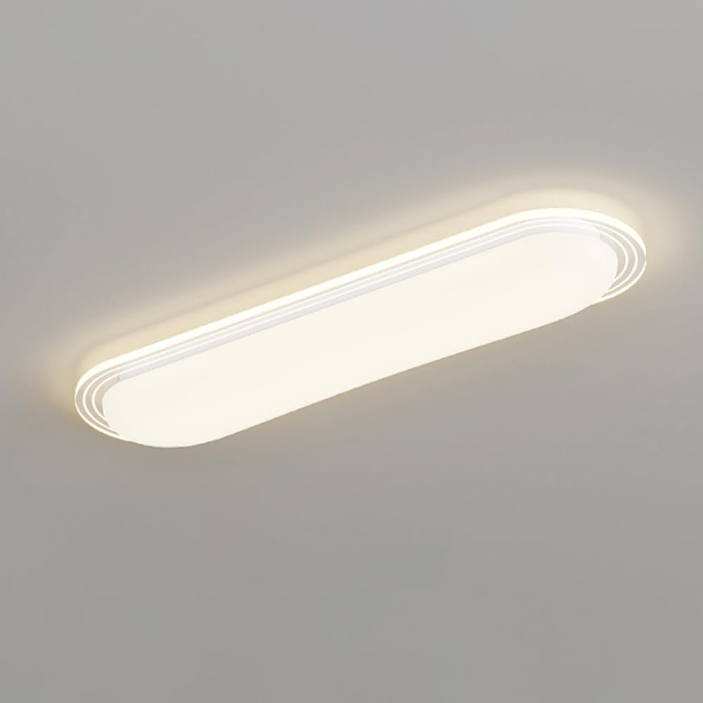 NHPJFDC Modern Minimalist White LED Ceiling Light, Oval Flush Mount 3-Color Dimmable Fixture. Sleek Iron & Acrylic for Hallway, Entryway, FoyerIllumination
