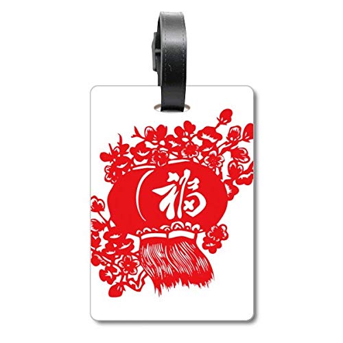 Étiquette de valise lanterne rouge en cuir premium au style chinois