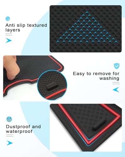 Image of CDEFG 13Pcs for 2026 Toyota Bz bZ4x Door Slot Mats Interior Inserts | for 2026 Toyota Bz bZ4x (XLE /XLE Plus /Limited) Accessories Door Slot Coverage Console Insert Pocket Rubber Set, Red