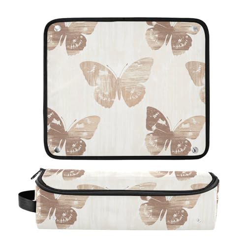 Bolso de viaje Butterfly Wood Brown para plancha de pelo, rizador, secador y accesorios de cabello, resistente al calor con bolsillos interiores miniatura 3