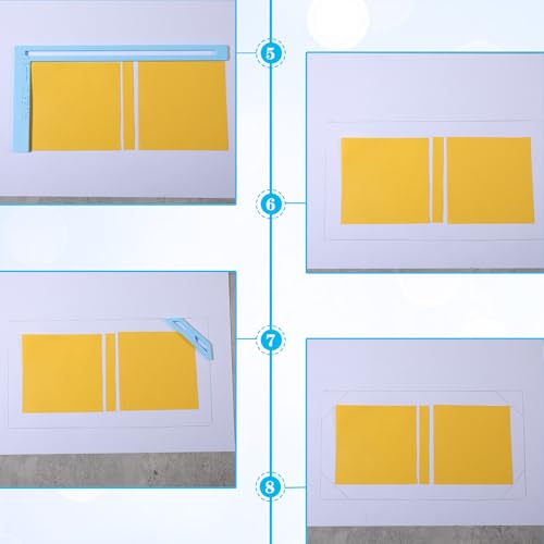 DOPENSPI 6-teiliges Buchbinderei-Werkzeugset, Kunststofflineal-Schablonenset, Scrapbooking-Zubehör inklusive L und T förmigen Linealen für die Herstellung von DIY-Journalen und Notizbüchern(Blau)