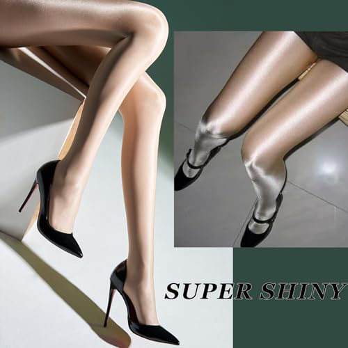 Image of HTRUIYA Shiny Pantyhose for Women 8D Shimmery Dance Tights Shiny Sheer Silky Pantyhose