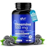 OVF Diosmina Esperidina 120 cps da 500mg (2cps per 1000mg) Integratori per Vene Varicose Capillari e Microcircolo, Integratore Circolazione Gambe con Mirtillo Nero, Ideale come Drenante Gambe Gonfie