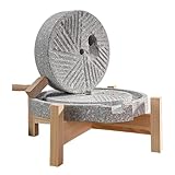 Steinkornmühle, manuelle Handkurbelmühle mit Massivholzsockel zum Mahlen von Weizen, Mehl, Kaffeebohnen und Gewürzen - Trocken/Nassgebrauch