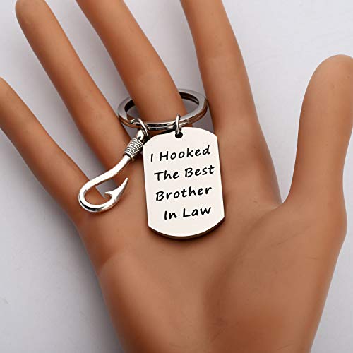 Image of CENWA Brother in Law Gift Brother of The Bride Keychain I Hooked The Best Brother In Law Keychain Wedding Gift for Brother (Brother in Law K)