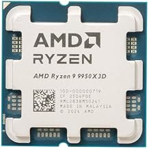 AMD Ryzen 9 9950X3D Desktop Processor 16 Cores, 32 Threads, 4.3GHz Base, 5.7GHz Boost, 128MB L3 Cache, 3D V-Cache, 170W TDP, Zen5, AM5 Socket. Gaming and Creation CPU. OEM Bulk Tray Packaging.