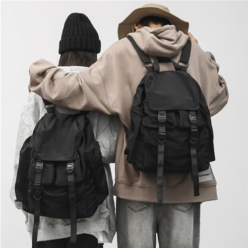 Fashion Large Capacity Backpack Multifunction Men's Waterproof Outdoor Backpack Harajuku Cool Style Backpack (Black)4