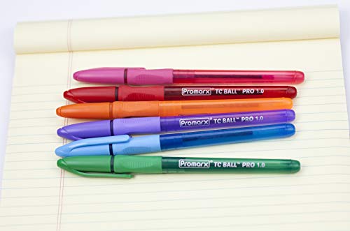 Promarx Tc Ball Pro Grip Fashion Ballpoint Pens, 1.0 Mm, Assorted Colored Ink, 6-Count #TOP5