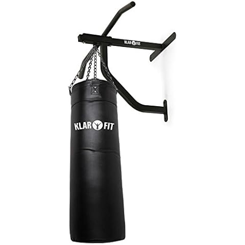 KLAR FIT Big Punch - Saco de Boxeo y Barra de dominadas, Entrenamiento Multifuncional, Gimnasio en casa, Mosquetón para Saco, Zona de Impacto 80 x 30 cm, Carga máx. 350kg, Set de Montaje, Negro Cover