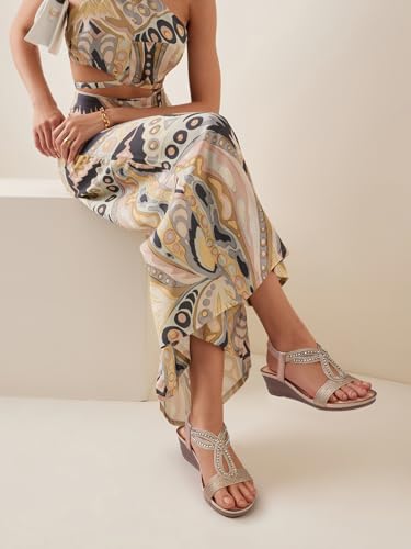 SHIBEVER Wedge Sandals for Women Dressy: Summer Low Wedges Comfortable Open Toe Sandals4