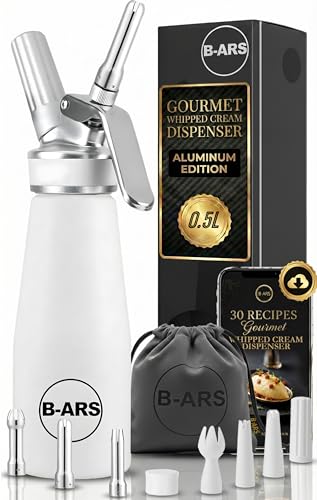 B-ARS Whipped Cream Dispenser 500 ml Aluminum White Siphon for