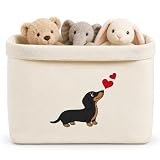 Geschenkkorb Stoff mit Dackel, Hochwertiges Brotkorb Groß für Dackel Geschenke, Brotkorb Modern für Dackelliebhaber, Leerer Geschenkkorb für Frauen