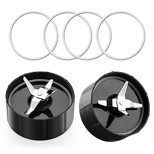 GREENSPLIT Magic Bullet Replacement Parts 2 Cross Blades & 4 Rubber Rings Food Processor Blade Fits 250W Magic Bullet Blender Magic bullet Gasket Set (2 Pack)