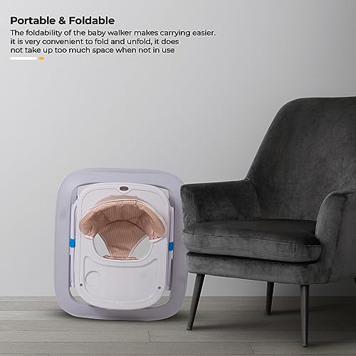 Image of Baybee Nexus Baby Walker for Kids with Parental Push Handle & 2 Height Adjustable, Multi-Function Folding Activity Walker for Baby with Musical Toy Bar | Walker Baby 6-18 Months Boys Girls (Grey)