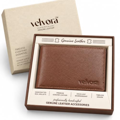 Image of Men's Bifold Wallet, Premium Leather Look Wallet for Men with Multiple Card Slots, Cash Compartment & Compact Slim Design, Stylish Everyday Pocket Wallet - Light Brown