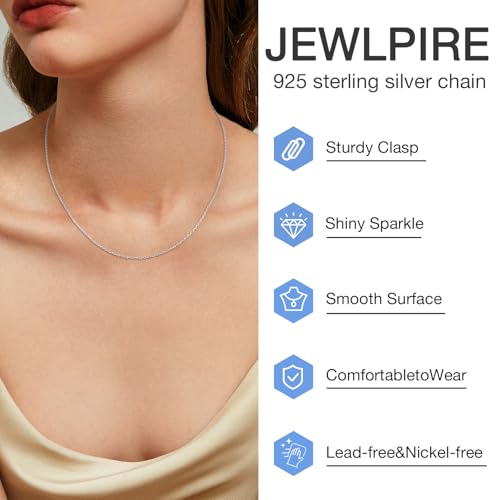 Jewlpire Italian Real 925 Sterling Silver Chain Necklace for Women, 14K Gold Chain for Women 1.2mm 1.3mm Cable Chains, Thin & Dainty Women's Chains Necklaces 16 18 20 22 24 26 Inch2