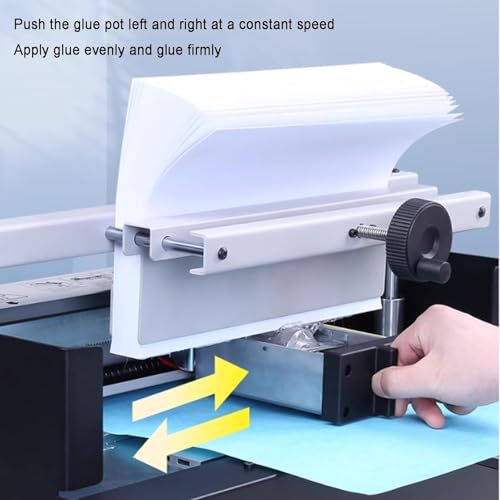 Raccoglitore manuale per colla a caldo, spessore massimo 40 mm, larghezza 310 mm, con rotella in gomma per una facile rilegatura della carta