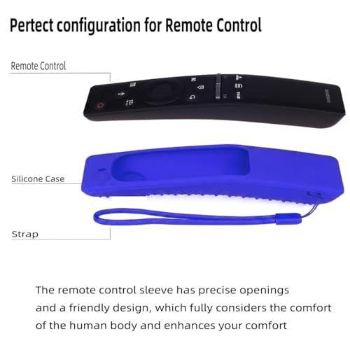 Image of Silicone Tv Remote Cover Compatible with Samsung Smart TV Remote BN59-01312A QLED 8K 4K Protective Cover with Loop - (Remote Control not Included) (Blue - Style 9)