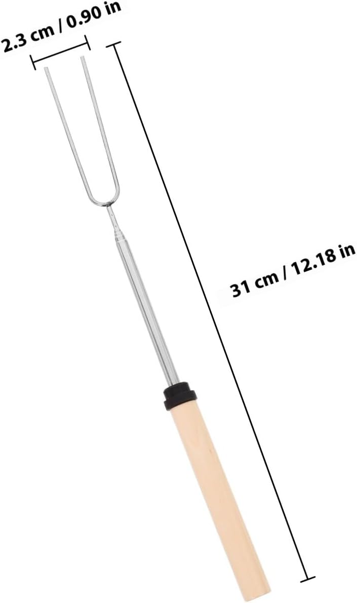 Milisten 4pcs Extendable Fondue Forks for Party Bbq Stainless Steel with Wooden Handle, Multi-color Mini Skewers for Chocolate Cheese Fruits and Desserts
