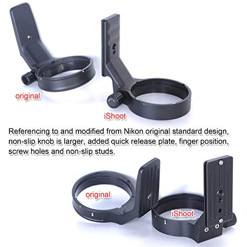Soporte collar para lente Nikon 200-500mm con placa rápida para trípode de bola 4