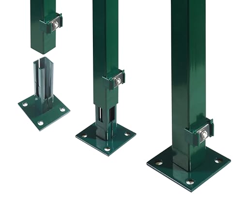 4x Zaunpfosten zum Aufschrauben mit Bodenplatte | Anthrazit (RAL 7016) | für Mattenhöhe 120/123 cm | UV- und witterungsbeständig