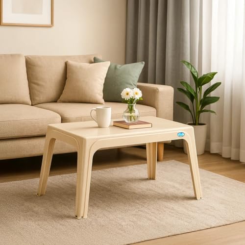 Image of Nilkamal Victor Center Table | Coffee Table | Tea Table | Teapoy for Home, Living Room, Office, Cafes | Marble Beige
