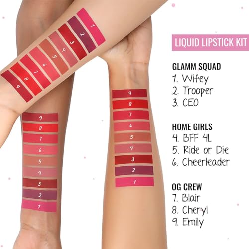 MyGlamm POPxo Makeup- Matte Finish Liquid Lipstick Kit - OG Crew -1.5g (Set of 3) | Blair, Cheryl, & Emily (Wine Red, Pink, Britgh Red) Shade | Enriched with Cocoa Butter &... - Image 5