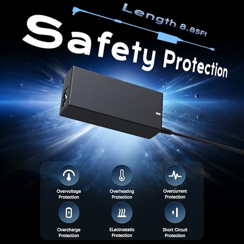 Image of SLE-TECH 65W Laptop Charger for Lenovo IdeaPad Yoga Flex 4.0x1.7mm Tip Cord | Compatible with Lenovo IdeaPad 1 /1i /3 /3i /5 /5i, 110 /110S /310 /320 /330 /330S /510 /520 /530S /710S; 20V 3.25A with Power Cord(Oblong)