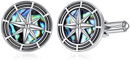 Compass Cufflinks Sterling Silver Tuxedo Shirt Cufflinks For Men Unique Cuff Links Executive Groom Father Wedding Gift