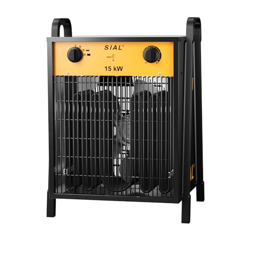 SIAL Calefactor 15000 W - Radiador Electrico - Calentador Industrial - 3 Niveles de Calor - Termostato & Protección contra Sobrecarga - Ventilador de Calefacción para Uso Interior y Exterior