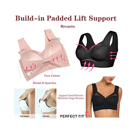 Woweny Seamless Bras For Women Sleep Leisure Sports Yoga Bra Padded Wireless Thin Soft Comfy Pullover Tops Back Smoothing Comfort With Support (Baby Pink, Xl) #TOP2