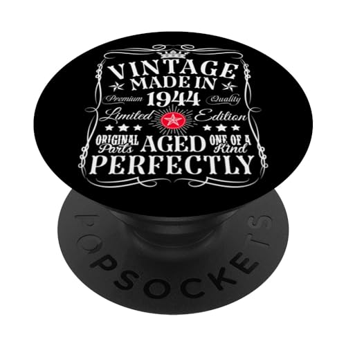 Decoraciones vintage de 80 cumpleaños vintage de 1944 80 cumpleaños PopSockets PopGrip Intercambiable