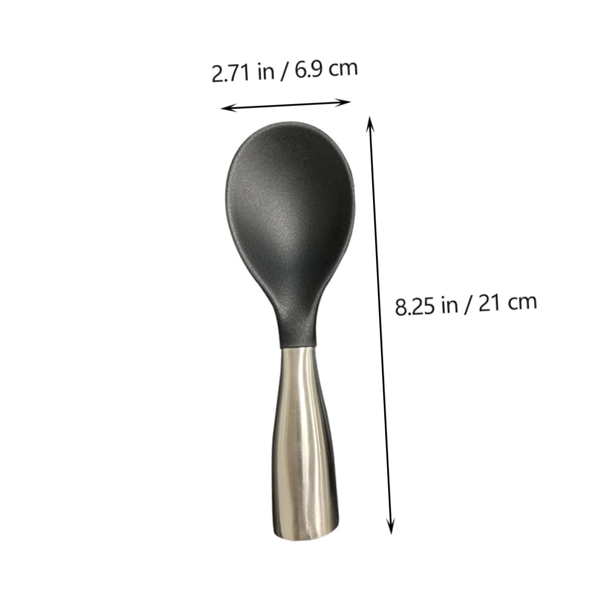 COLLBATH Rice Spoon Non Stick Rice Scooper Rice Spatula for Rice Cooker Comfortable Rice Cooker Standing Rice Scoop Standing Rice Paddle Rice Cooker Spoon Black 430 Stainless Steel