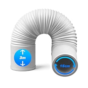 TIHOOK 3m Abluftschlauch, Durchmesser 5, 9"/15CM, Abluftschlauch Klimagerät, Klimaanlage Schlauch Verlängerung für Klimageräte, Wäschetrockner, Luftentfeuchter