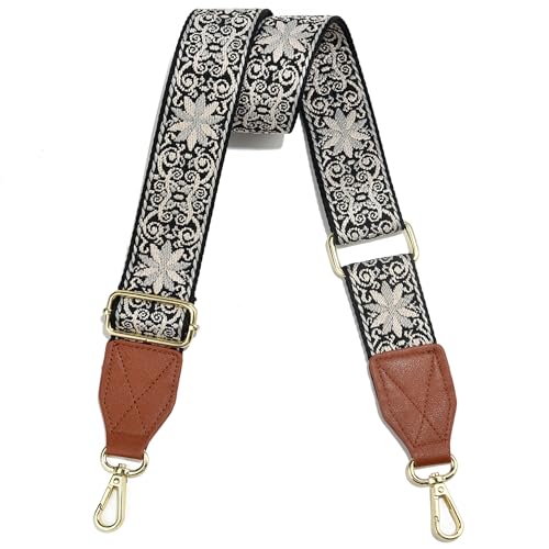 Image of Purse Strap,1.5 inch Leather End Shoulder Strap Adjustable Replacement,Retro Multi-Pattern Crossbody Bag Straps
