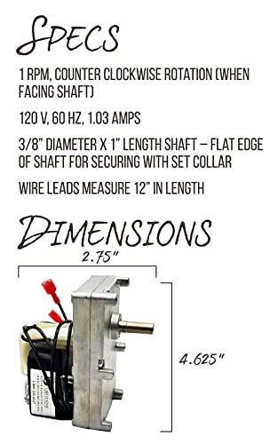 Pellethead Englander Auger Motor Replacement For Pellet Stoves, 1-Rpm Counter Clockwise Top And Bottom Auger Feed Motor - Part Number: Pu-047040 #TOP1