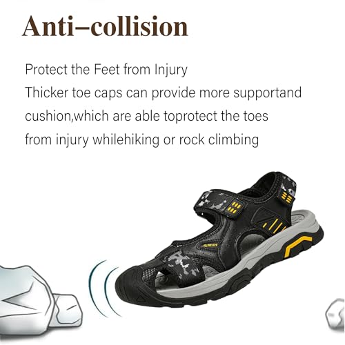 Asifn Mens Leather Sandals Summer Outdoor Beach Shoes Lightweight Comfortable Water Sports Hiking Closed Toe2