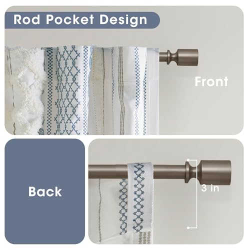 Image of Ink+Ivy Boho Curtain for Bedroom Single Panel Window Curtain for Living Room, 100% Cotton Tufted Chenille Stripe Modern Farmhouse Curtain Light Filtering Drape for Bedroom, 50 inch x 84 inch, Ivory /Navy