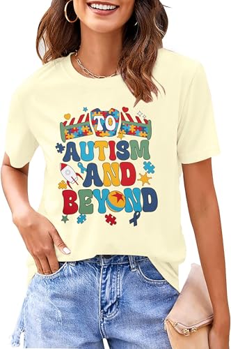 Autism Awareness Shirt Women Autistic Support Squad Shirts Mental Health Tshirt Funny Autism Support Shirt Apricot
