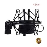 Faderr Universal Microphone Shock Mount Holder Adapter Clamp Clip Large Diameter Studio Condenser Mic Anti-Vibration Mic Holder(Black,size:4.5cm) - Image 2