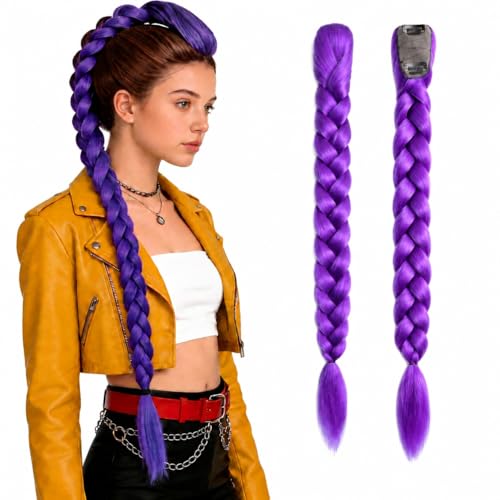26 Inch Purple Braids Hair Extensions Ponytail