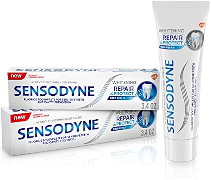 Sensodyne Repair and Protect Whitening Toothpaste, Toothpaste for Sensitive Teeth and Cavity Prevention, 3.4 oz (Pack of 2)