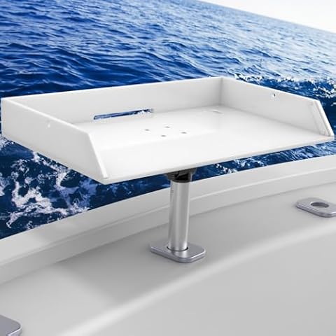 Boat Cutting Board for Bait Cutting Board Fishing by Artqiu or Boats Grill with 360°Adjustable Rotational Stopper Rod Holder Mount Plier Storage and Knife Slot Fishing Cutting Board, Easy to Install for Boat Fish Cleaning Table Cover