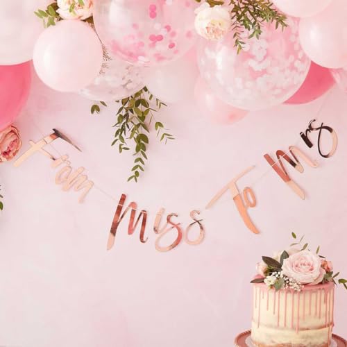 Ginger Ray Banderines colgantes florales de la despedida de soltera de la señorita a la señorita, decoración de oro rosa